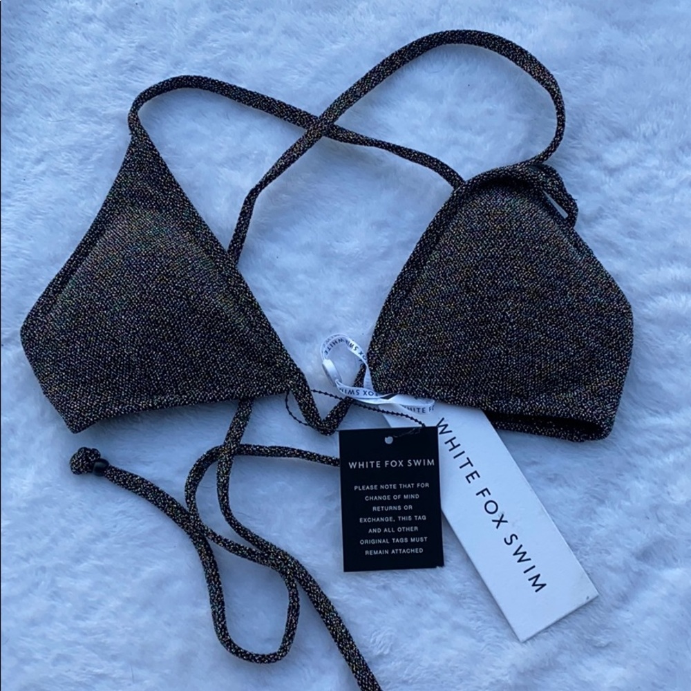 White fox swim confetti bikini top